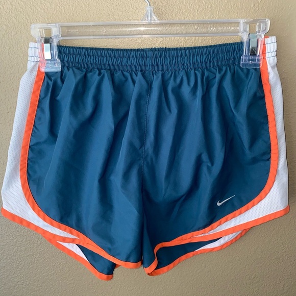 Nike Tempo Dri-FIT Running Shorts Women’s Small Dark Teal & Salmon - Picture 1 of 4